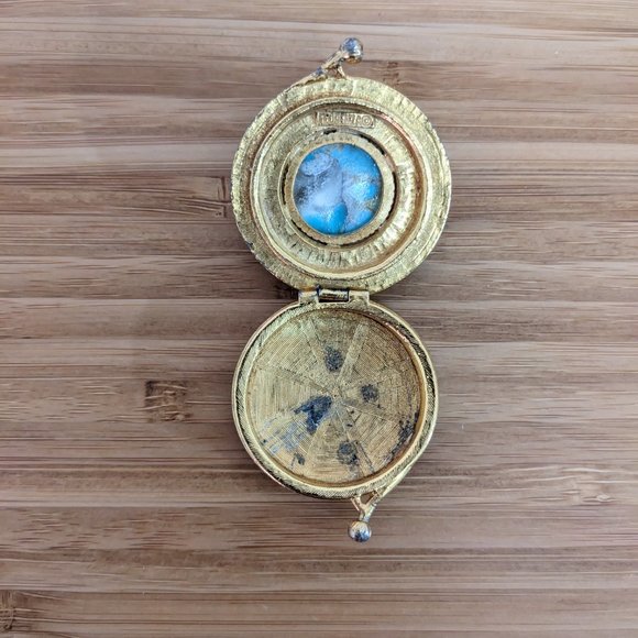 Vintage 1960s Florenza Turquoise & Gold Pill Box - Picture 3 of 5